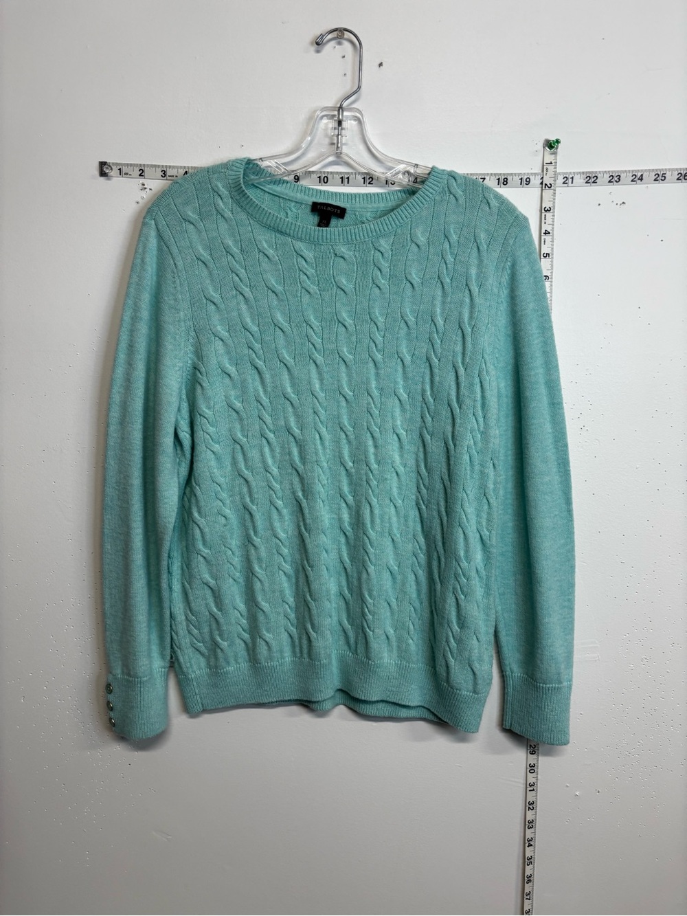Talbots Mint Cable Knit Crewneck Sweater